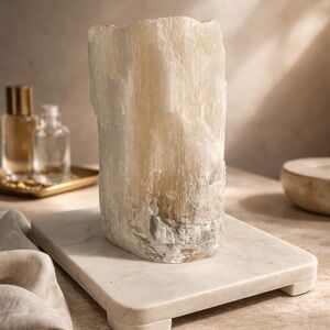 Natural Selenite Crystal Tower - Soft White Decorative Accent